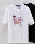 Fendi Inspired 2026 Year of the Horse Printed Rhinestone Crew Neck T-shirt